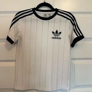 Adidas White Tee with Black Collar